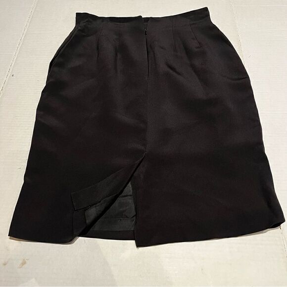 Vintage Black Silk Skirt Midi Size 6 - Picture 4 of 8